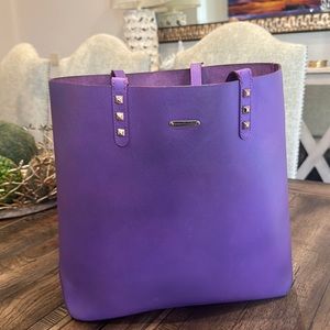 Rebecca Minkoff Dylan Leather East West Tote Satchel Handbag Purple